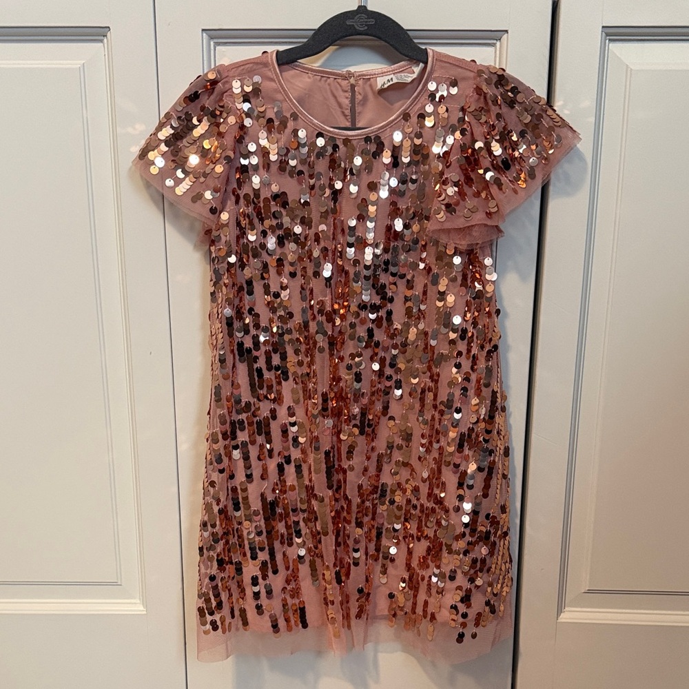 H&M Shimmering Rose Gold Sequin Dress